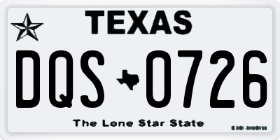 TX license plate DQS0726