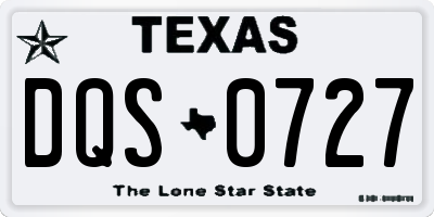 TX license plate DQS0727