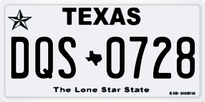 TX license plate DQS0728
