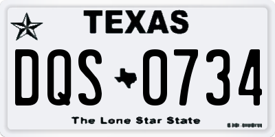 TX license plate DQS0734
