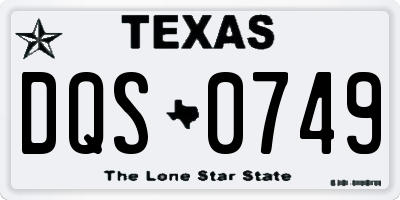 TX license plate DQS0749