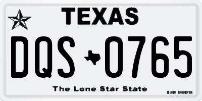 TX license plate DQS0765