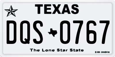 TX license plate DQS0767