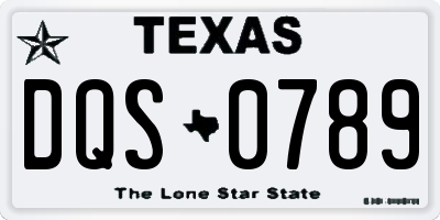 TX license plate DQS0789