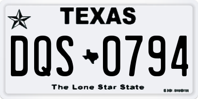 TX license plate DQS0794