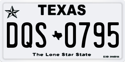 TX license plate DQS0795