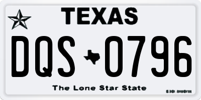 TX license plate DQS0796