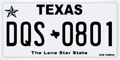 TX license plate DQS0801