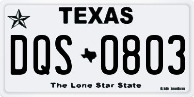 TX license plate DQS0803