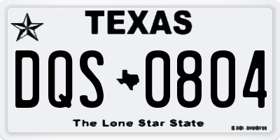 TX license plate DQS0804