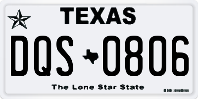 TX license plate DQS0806