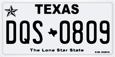 TX license plate DQS0809