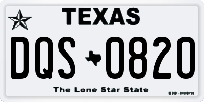 TX license plate DQS0820