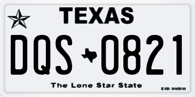 TX license plate DQS0821