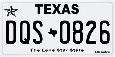 TX license plate DQS0826