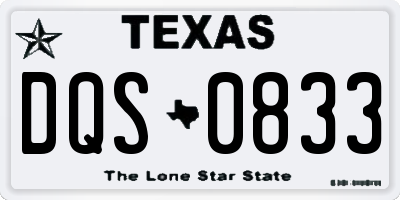 TX license plate DQS0833