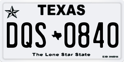 TX license plate DQS0840