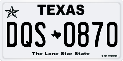 TX license plate DQS0870