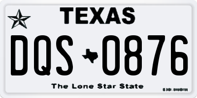 TX license plate DQS0876