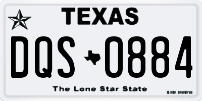 TX license plate DQS0884