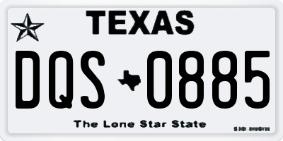 TX license plate DQS0885