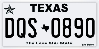 TX license plate DQS0890