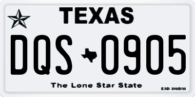 TX license plate DQS0905