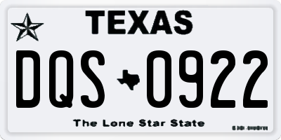 TX license plate DQS0922