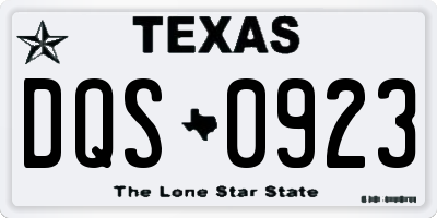 TX license plate DQS0923