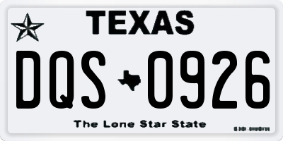 TX license plate DQS0926
