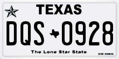 TX license plate DQS0928