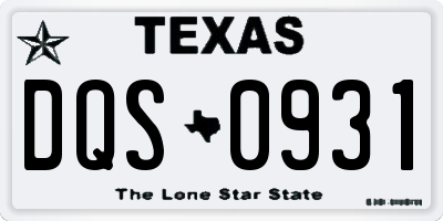 TX license plate DQS0931