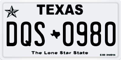 TX license plate DQS0980