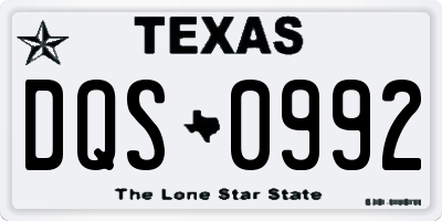 TX license plate DQS0992