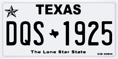TX license plate DQS1925