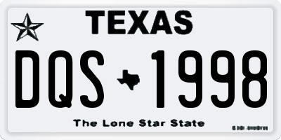 TX license plate DQS1998