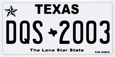 TX license plate DQS2003