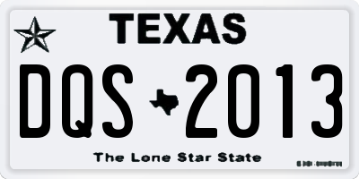 TX license plate DQS2013