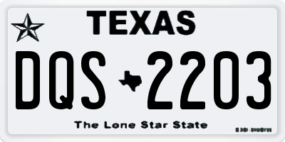 TX license plate DQS2203