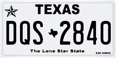TX license plate DQS2840