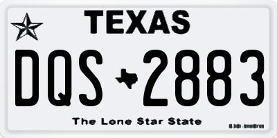 TX license plate DQS2883