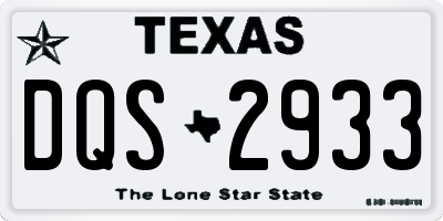 TX license plate DQS2933