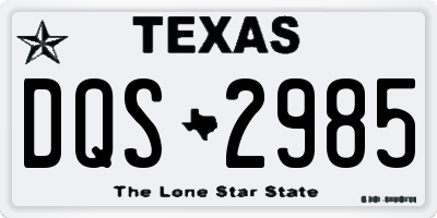 TX license plate DQS2985