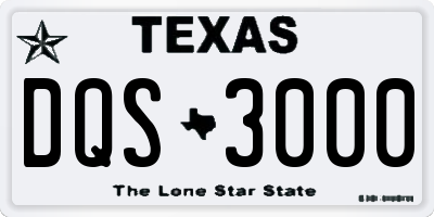 TX license plate DQS3000