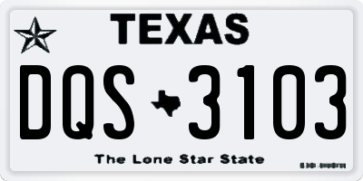 TX license plate DQS3103