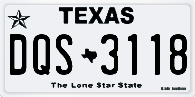 TX license plate DQS3118