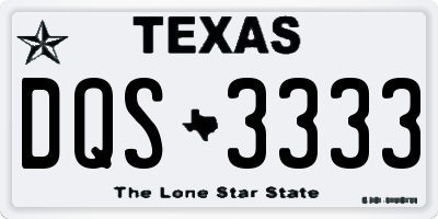TX license plate DQS3333