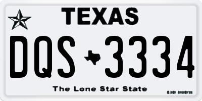 TX license plate DQS3334