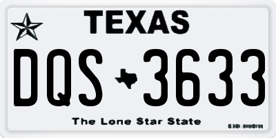 TX license plate DQS3633