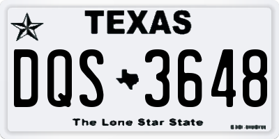 TX license plate DQS3648